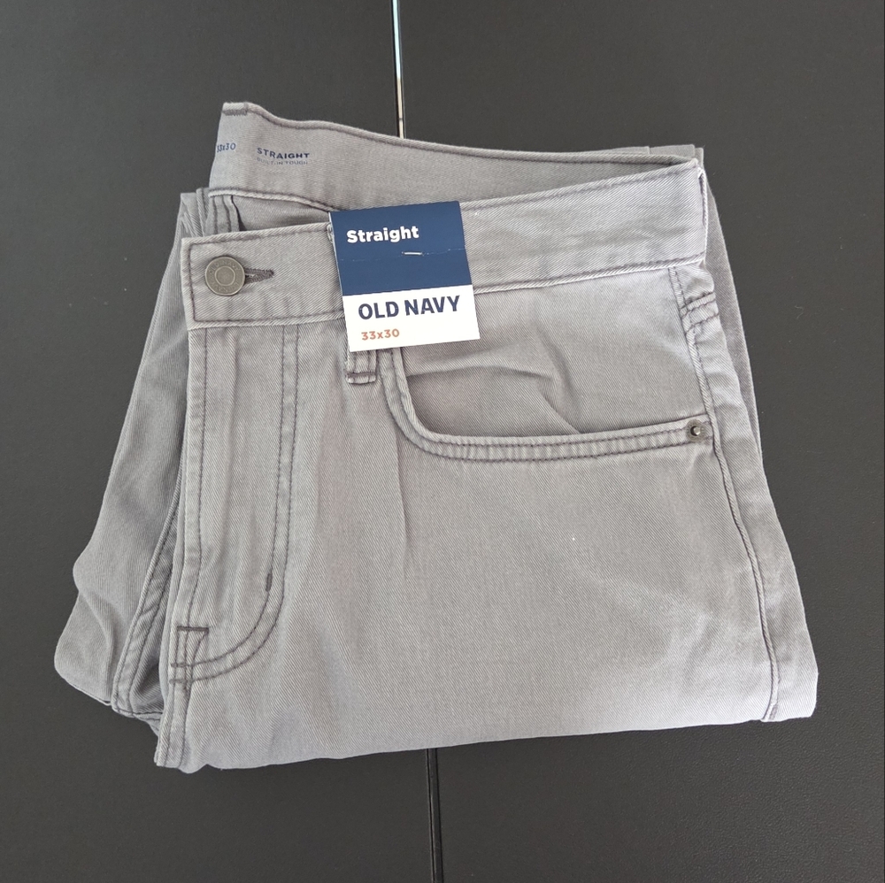 Old Navy Light Gray Straight Built In Tough Jeans - Size 33x30